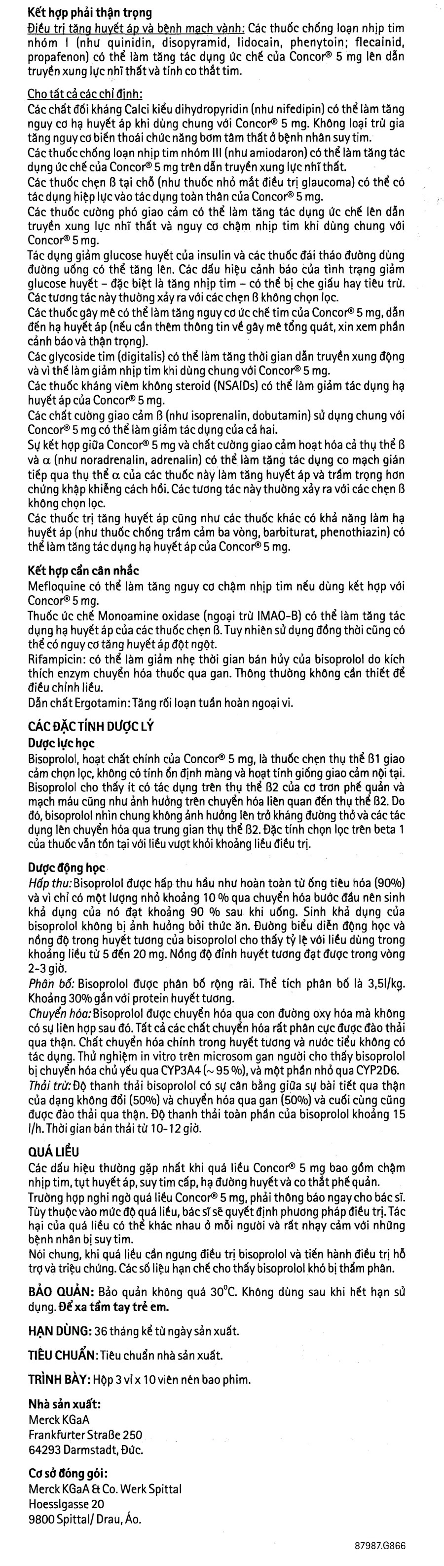 Concor 5mg trị tăng huyết áp, đau thắt ngực, suy tim mãn tính (3 vỉ x 10 viên) - 9